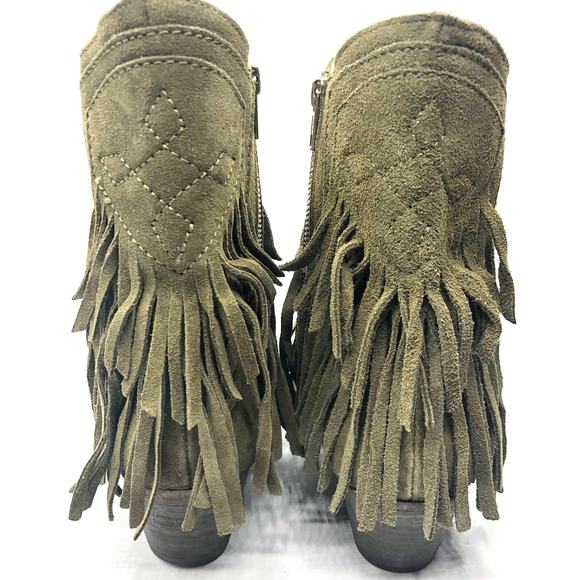 Free People Lawless Fringe Dark Green Suede Western Boots Size EU 38.5 / US 8.5 - Picture 3 of 10